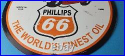 Vintage Phillips 66 Gasoline Sign Porcelain Gas Pump Service Station Sign