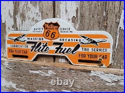 Vintage Phillips 66 Porcelain Sign Truck Stop Gas Station Oil Service Tag Topper