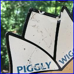 Vintage Piggly Wiggly 12 Porcelain Grocery Store Sign Shopping Bacon Gas Oil