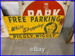 Vintage Piggly Wiggly Grocery Store Metal Sign GAS STATION SODA COLA OIL