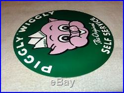 Vintage Piggly Wiggly Self Service Grocery Store 11 3/4 Metal Pig Gas Oil Sign