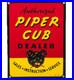 Vintage Piper Cub Porcelain Dealer Sign Gas Station Sales Service Aviation Bear