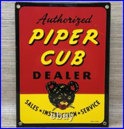 Vintage Piper Cub Porcelain Dealer Sign Gas Station Sales Service Aviation Bear Vintage Piper Cub Porcelain Dealer Sign Gas Station Sales Service Aviation Bear