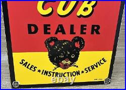 Vintage Piper Cub Porcelain Sign Gas Station Pump Plat Sales Service Instruction