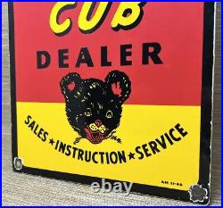 Vintage Piper Cub Porcelain Sign Gas Station Pump Plat Sales Service Instruction