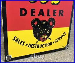 Vintage Piper Cub Porcelain Sign Gas Station Pump Plat Sales Service Instruction