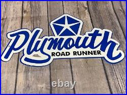 Vintage Plymouth Road Runner 12 Diecut Metal Advertising Car Gasoline Oil Sign