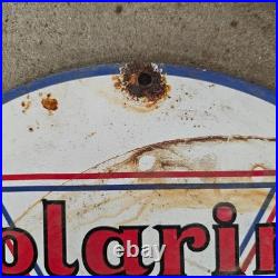 Vintage Polarine F Fords Old Us Gasoline Oil Gas Pump Enamel Porcelain Sign