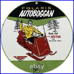Vintage Polaris Snowmobiles Porcelain Sign Dealership Service Gas Motor Oil