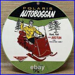 Vintage Polaris Snowmobiles Porcelain Sign Dealership Service Gas Motor Oil