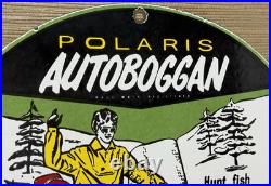 Vintage Polaris Snowmobiles Porcelain Sign Dealership Service Gas Motor Oil