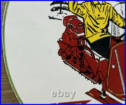 Vintage Polaris Snowmobiles Porcelain Sign Dealership Service Gas Motor Oil