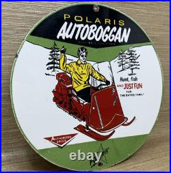 Vintage Polaris Snowmobiles Porcelain Sign Dealership Service Gas Motor Oil