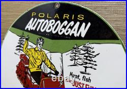 Vintage Polaris Snowmobiles Porcelain Sign Dealership Service Gas Motor Oil