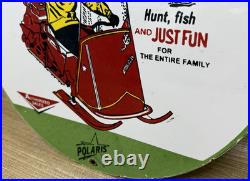 Vintage Polaris Snowmobiles Porcelain Sign Dealership Service Gas Motor Oil