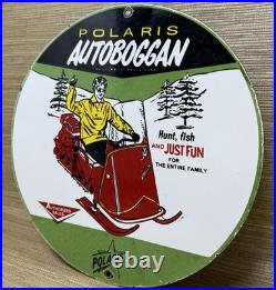 Vintage Polaris Snowmobiles Porcelain Sign Dealership Service Gas Motor Oil
