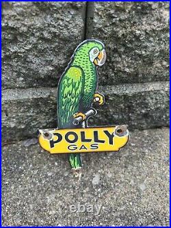 Vintage Polly Motor Oil Sign Porcelain Filling Gas Station Pump Parrot Sign