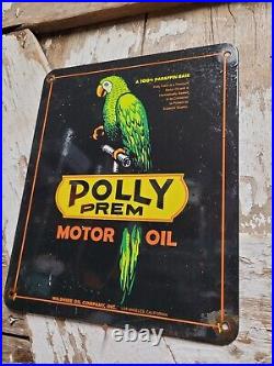Vintage Polly Porcelain Sign Wilshire Motor Oil Los Angeles California Gas Bird