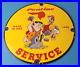 Vintage Pontiac Automobiles Sign Flintstones Cave Man Porcelain Gas Pump Sign