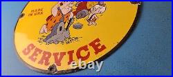 Vintage Pontiac Porcelain Dealership Gas Pump Flintstones Car Genuine Parts Sign