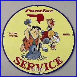 Vintage Pontiac Porcelain Sign Gas Oil Automobile Motor Sales Service Pump Plate