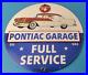 Vintage Pontiac Sign Automobilia Garage Full Service Porcelain Gas Pump Sign