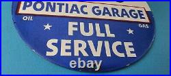 Vintage Pontiac Sign Automobilia Garage Full Service Porcelain Gas Pump Sign