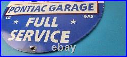 Vintage Pontiac Sign Automobilia Garage Full Service Porcelain Gas Pump Sign