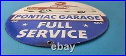 Vintage Pontiac Sign Automobilia Garage Full Service Porcelain Gas Pump Sign