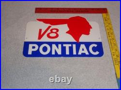 Vintage Pontiac V8 Sports Car Indian Chief 12 Metal Gm Truck, Gasoline Oil Sign