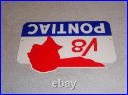 Vintage Pontiac V8 Sports Car Indian Chief 12 Metal Gm Truck, Gasoline Oil Sign