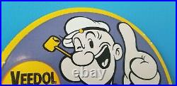 Vintage Popeye Veedol Flying A Porcelain Gasoline & Motor Oil Service Pump Sign
