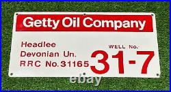 Vintage Porcelain Advertising Getty oil Production Co Oil Lease Sign SSP