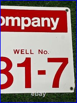 Vintage Porcelain Advertising Getty oil Production Co Oil Lease Sign SSP