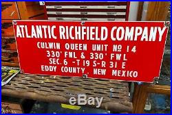 Vintage Porcelain Atlantic Richfield Company Oil Well Lease Gas Sign