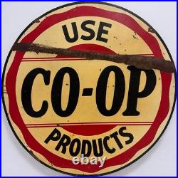 Vintage Porcelain CO-OP Service Gas Sign Coop Feed Seed Oil Ag Farm Advertising