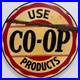 Vintage Porcelain CO-OP Service Gas Sign Coop Feed Seed Oil Ag Farm Advertising