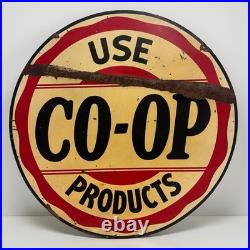 Vintage Porcelain CO-OP Service Gas Sign Coop Feed Seed Oil Ag Farm Advertising