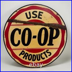 Vintage Porcelain CO-OP Service Gas Sign Coop Feed Seed Oil Ag Farm Advertising