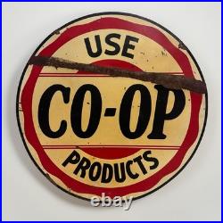 Vintage Porcelain CO-OP Service Gas Sign Coop Feed Seed Oil Ag Farm Advertising
