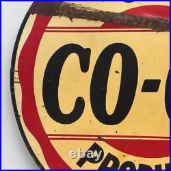 Vintage Porcelain CO-OP Service Gas Sign Coop Feed Seed Oil Ag Farm Advertising