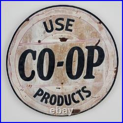 Vintage Porcelain CO-OP Service Gas Sign Coop Feed Seed Oil Ag Farm Advertising