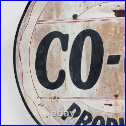 Vintage Porcelain CO-OP Service Gas Sign Coop Feed Seed Oil Ag Farm Advertising