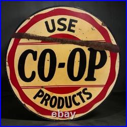 Vintage Porcelain CO-OP Service Gas Sign Coop Feed Seed Oil Ag Farm Advertising