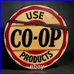 Vintage Porcelain CO-OP Service Gas Sign Coop Feed Seed Oil Ag Farm Advertising