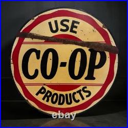 Vintage Porcelain CO-OP Service Gas Sign Coop Feed Seed Oil Ag Farm Advertising