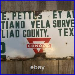 Vintage Porcelain Conoco Oil Field Sign Goliad Texas No. 39 J E Pettus