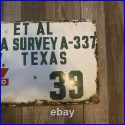 Vintage Porcelain Conoco Oil Field Sign Goliad Texas No. 39 J E Pettus