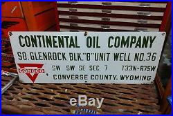 Vintage Porcelain Continental Oil Company Well Lease Gas Sign