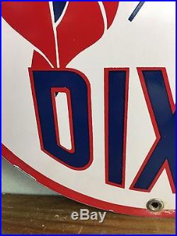 Vintage Porcelain Dixie Gasoline 12 Sign Pump Plate Gas & Oil Auto Station NR